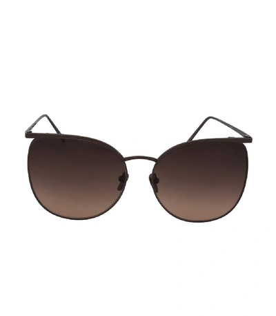 Shop Linda Farrow Aviator Sunglasses In Brown