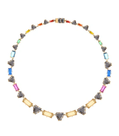 Shop Larkspur & Hawk Caterina Geometric Riviere Necklace In Yellow Gold