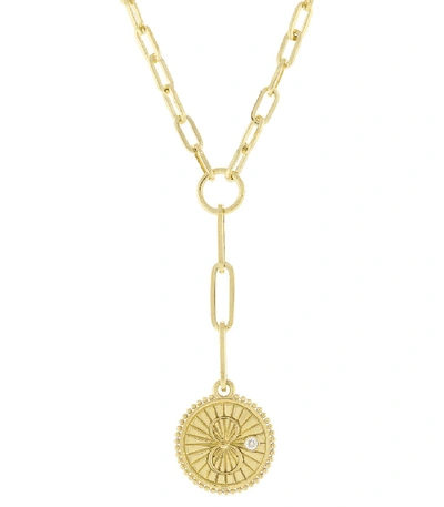 Shop Foundrae Karma Medallion Necklace In Yellow Gold