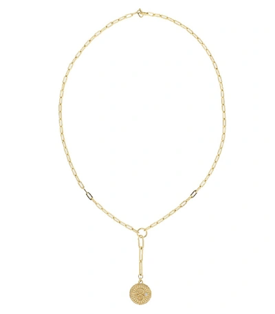 Shop Foundrae Karma Medallion Necklace In Yellow Gold