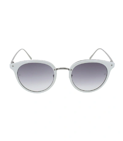 Shop Linda Farrow Oval Sunglasses In White/grey