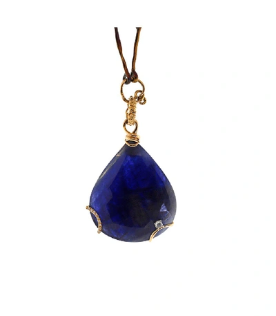 Shop Federica Rettore Velvet Blue Sapphire Pendant Necklace In Rose Gold