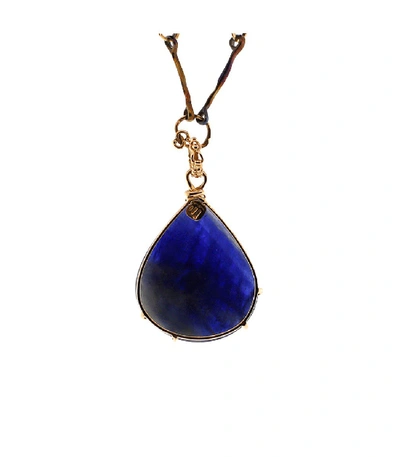 Shop Federica Rettore Velvet Blue Sapphire Pendant Necklace In Rose Gold
