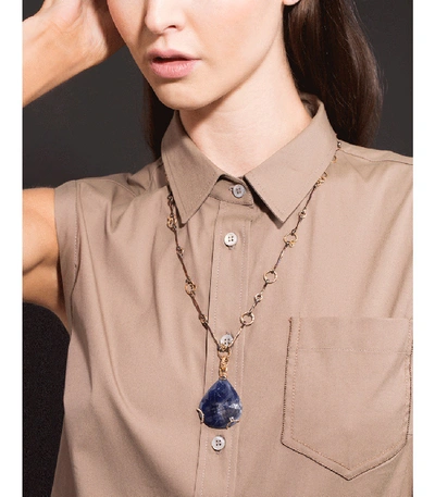 Shop Federica Rettore Velvet Blue Sapphire Pendant Necklace In Rose Gold