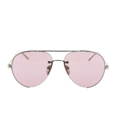 Shop Linda Farrow Purple Metal Sunglasses In White Gold
