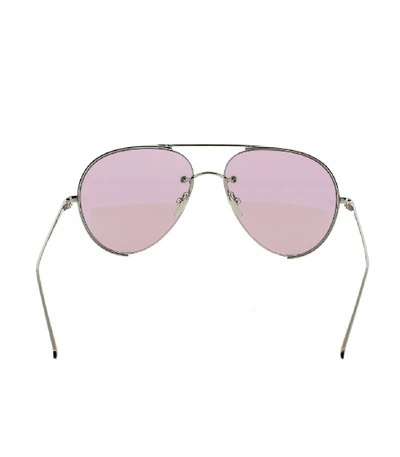 Shop Linda Farrow Purple Metal Sunglasses In White Gold