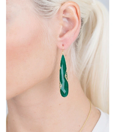 Shop Yossi Harari Emerald Slice Lace Earrings In Yellow Gold