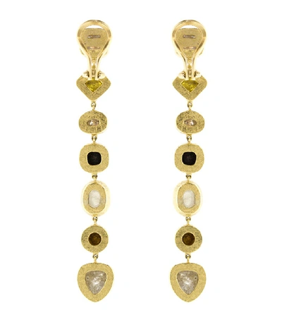 Shop Todd Reed Fancy Diamond Drop Earrings In Yellow Gold