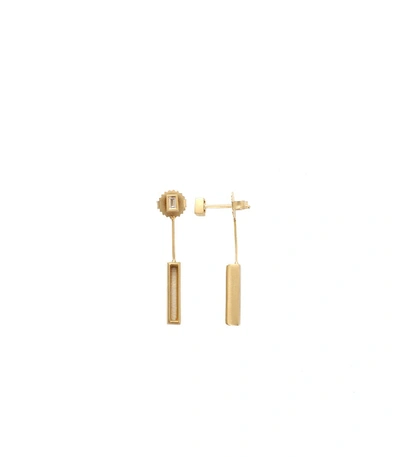 Shop Monique Péan Fossilized Woolly Mammoth Bar Earrings In Yellow Gold