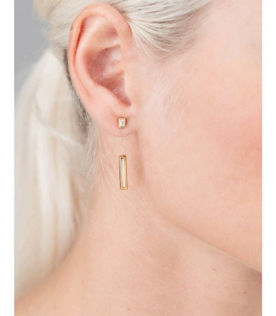 Shop Monique Péan Fossilized Woolly Mammoth Bar Earrings In Yellow Gold
