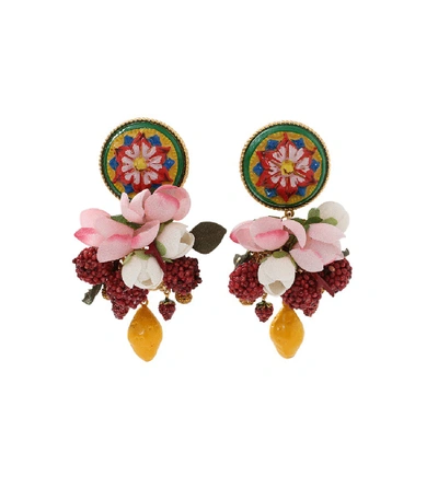 Shop Dolce & Gabbana Ornate Earrings In Pink