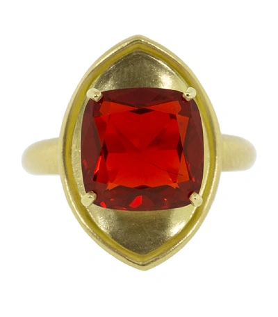 Shop Irene Neuwirth Jewelry Fire Opal Ring In Yellow Gold