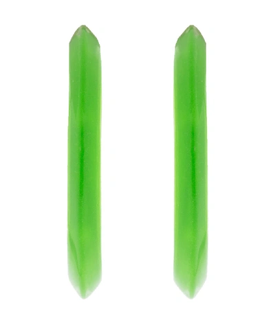 Shop Alison Lou Medium Neon Green Loucite Jelly Hoops In Yellow Gold