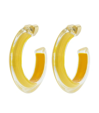 Shop Alison Lou Small Mustard Loucite Jelly Hoops In Yellow Gold