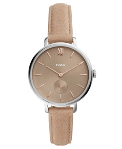 Shop Fossil Women's Kalya Taupe Leather Strap Watch 36mm