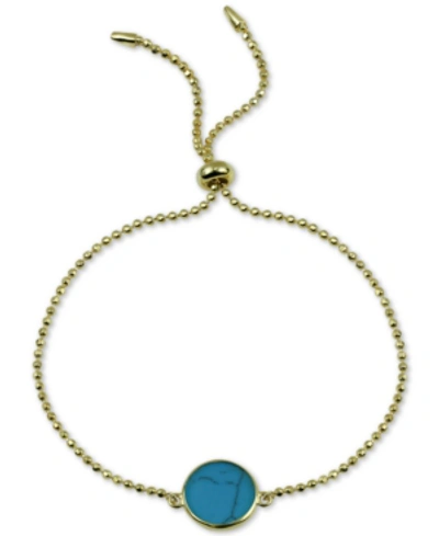 Shop Argento Vivo Reconstituted Turquoise Bolo Bracelet In 18k Gold-plated Sterling Silver