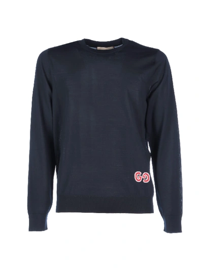 Shop Gucci Crewneck New Logo Sweater In Ink