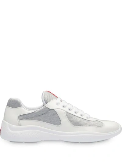 Prada White Americas Cup Patent Leather Sneakers In Off White | ModeSens