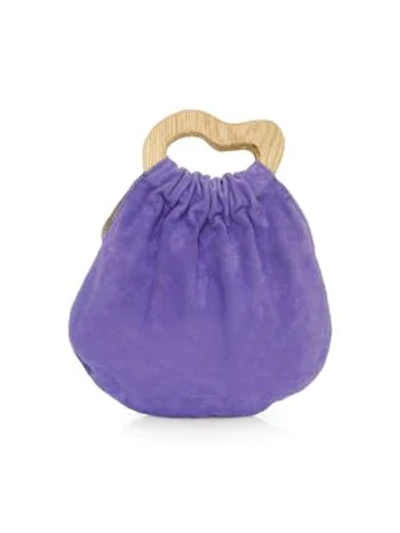 Shop Nanushka Mini Mahala Suede Top Handle Bag In Lilac
