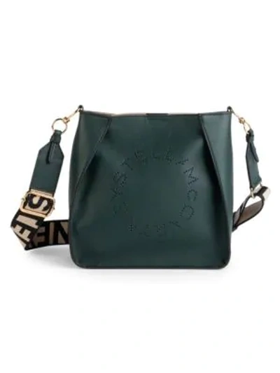 Shop Stella Mccartney Mini Stella Logo Shoulder Bag In Dark Green