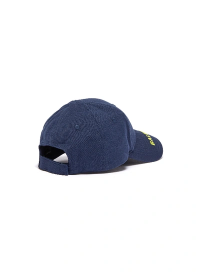 Shop Balenciaga 'everyday' Logo Embroidered Visor Baseball Cap In Blue
