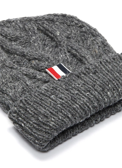 Shop Thom Browne Wool-mohair Cable Knit Beani