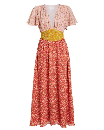 Shop Divine Héritage Divine Heritage Ditsy Floral Chiffon Dress In Multi