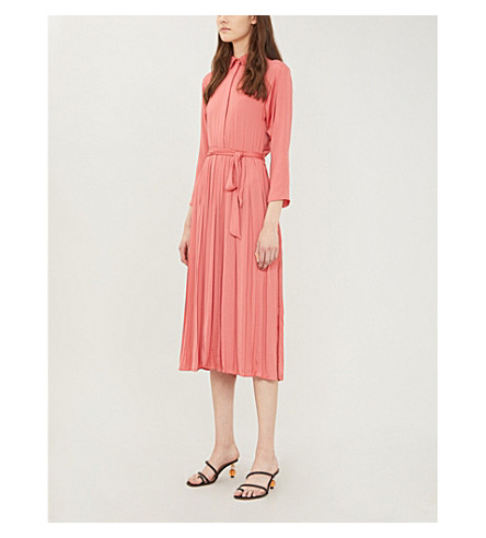 topshop satin pleat shirt dress