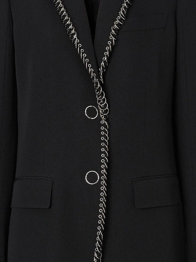 Shop Burberry Ring-pierced Boxy Blazer In Black