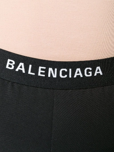 Shop Balenciaga Logo Band Print Leggings In Black