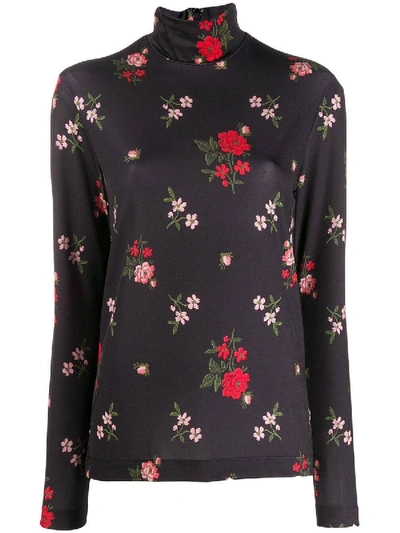 Shop Simone Rocha Floral Print Polo Top In Multicolor