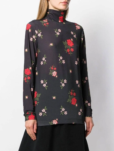 Shop Simone Rocha Floral Print Polo Top In Multicolor