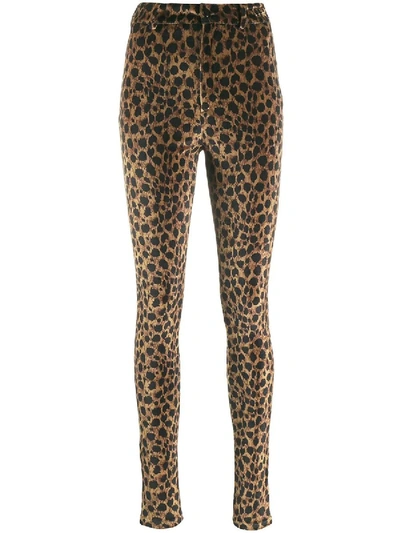 Shop Attico Leopard Print Leggings In Brown
