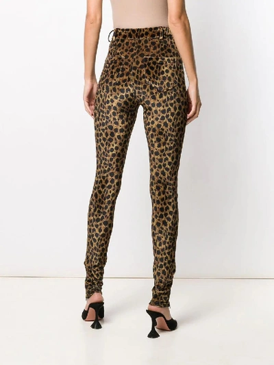 Shop Attico Leopard Print Leggings In Brown
