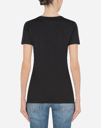 Shop Dolce & Gabbana T-shirt With Crown Print In Black