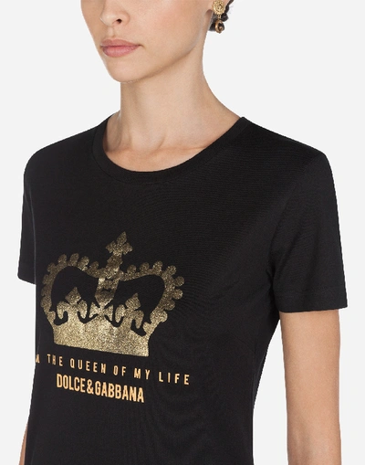 Shop Dolce & Gabbana T-shirt With Crown Print In Black