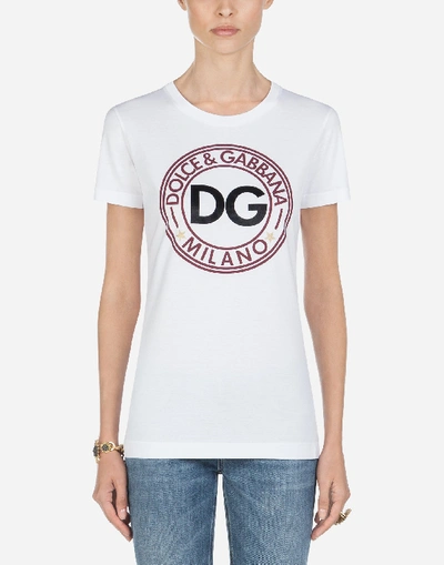 Shop Dolce & Gabbana T-shirt With Dg Milano Print In White
