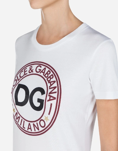 Shop Dolce & Gabbana T-shirt With Dg Milano Print In White