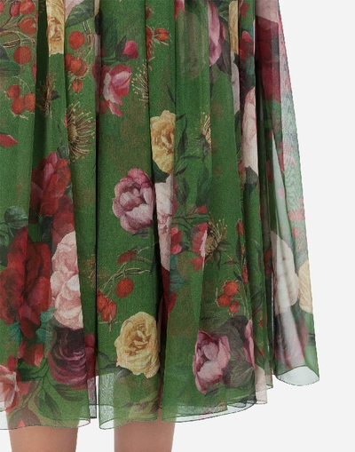 Shop Dolce & Gabbana Midi Skirt In Baroque Rose-print Chiffon In Multi-colored