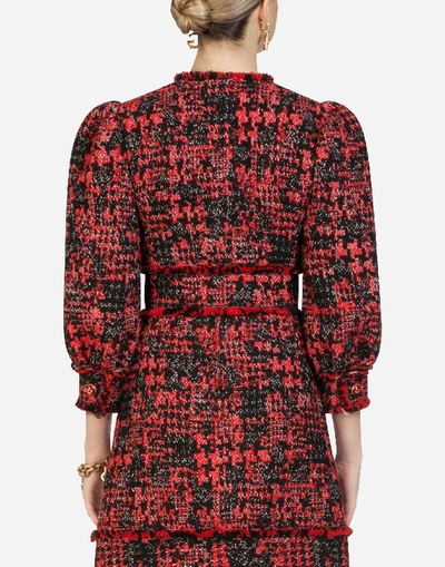 Shop Dolce & Gabbana Short Tweed Jacket With Decorative Buttons In Multi-colored