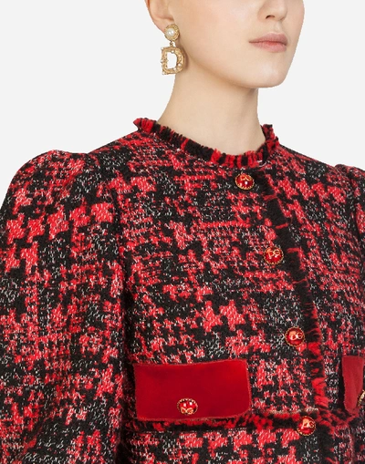 Shop Dolce & Gabbana Short Tweed Jacket With Decorative Buttons In Multi-colored