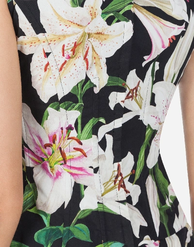 Shop Dolce & Gabbana Lily-print Poplin Bustier Top In Floral Print