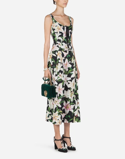 Shop Dolce & Gabbana Lily-print Poplin Bustier Top In Floral Print