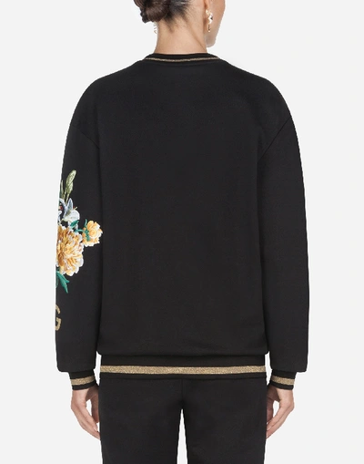 Shop Dolce & Gabbana Jersey Hoodie With Patch In Black