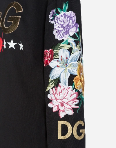 Shop Dolce & Gabbana Jersey Hoodie With Patch In Black