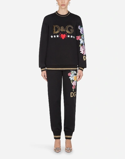 Shop Dolce & Gabbana Jersey Hoodie With Patch In Black