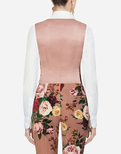 Shop Dolce & Gabbana Baroque Rose-print Velvet Waistcoat In Multi-colored