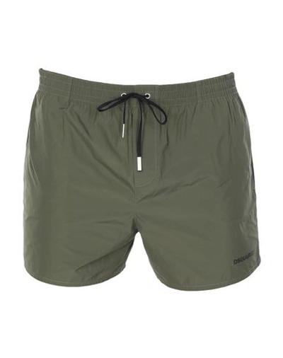 Shop Dsquared2 Man Swim Trunks Military Green Size 36 Polyester