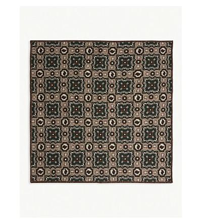 Shop Eleventy Paisley Print Pocket Square In Brown