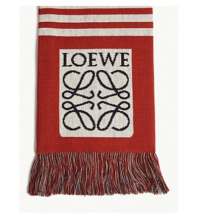 Shop Loewe Wool Scarf In Red